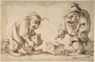 Free download Two Dwarfs Playing Dice, a Dog at Left free photo or picture to be edited with GIMP online image editor