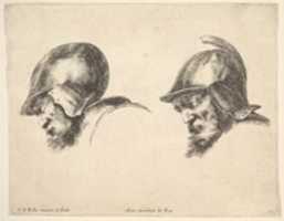 Free download Two Heads of Old Soldiers, from The Principles of Design (I principii del disegno), plate 10 free photo or picture to be edited with GIMP online image editor