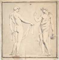 Free download Two Male Figures, one holding a basket free photo or picture to be edited with GIMP online image editor