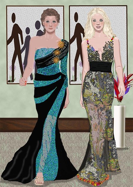 Kostenloser Download Two Models Evening Wear Poster On - kostenlose Illustration, die mit dem kostenlosen Online-Bildeditor GIMP bearbeitet werden kann