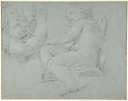 Free download Two Putti Supporting the Lower Part of a Draped Figure (recto); Two Putti (verso) free photo or picture to be edited with GIMP online image editor