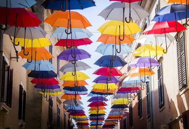 Free download Umbrella Hanging Street -  free photo or picture to be edited with GIMP online image editor