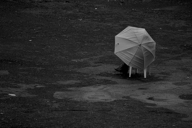 Free download Umbrella Rain Sitting -  free free photo or picture to be edited with GIMP online image editor