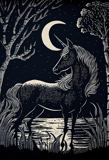 Free download unicorn night moon black fantasy free picture to be edited with GIMP free online image editor