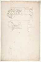 Free download Unidentified, Ionic capital, front and side elevations with small studies (recto) calculation notes (verso) free photo or picture to be edited with GIMP online image editor