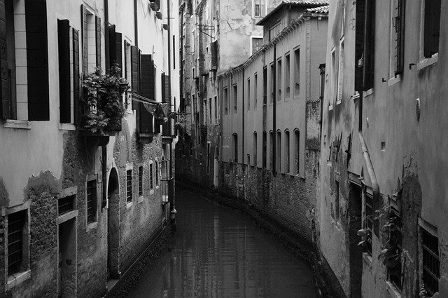 Free download Venice Canal Black And White -  free photo or picture to be edited with GIMP online image editor