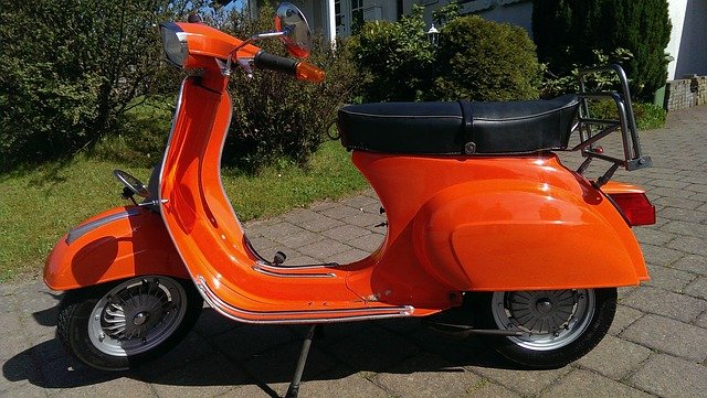 Free download vespa 50n scooter orange free picture to be edited with GIMP free online image editor