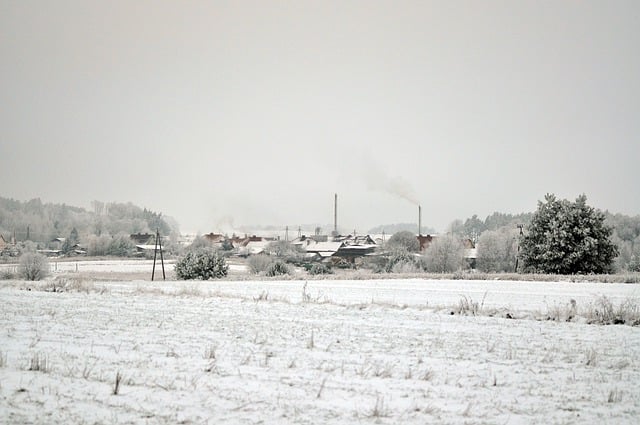 Free download village fields snow frost trees free picture to be edited with GIMP free online image editor