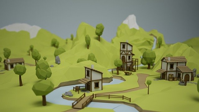 Free download Village Low Poly Home -  free illustration to be edited with GIMP free online image editor
