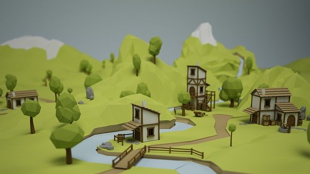 무료 다운로드 Village Low Poly Home - GIMP 무료 온라인 이미지 편집기로 편집할 수 있는 무료 일러스트레이션