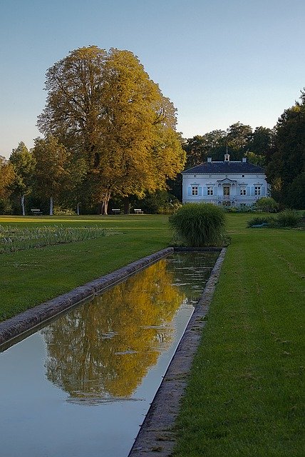 Free download Villa Pond Tree -  free photo or picture to be edited with GIMP online image editor