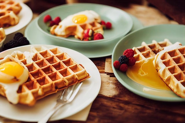 Free download waffles breakfast food raspberries free picture to be edited with GIMP free online image editor