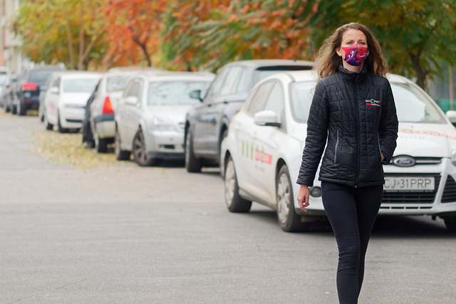 Free download walking woman face mask covid 19 free picture to be edited with GIMP free online image editor