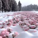 Wallpaper of roses blooming in the snow  screen for extension Chrome web store in OffiDocs Chromium