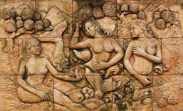Free download wall plaque sculpture mermaids free picture to be edited with GIMP free online image editor