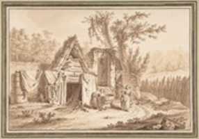 Free download Washerwomen in Front of a Cottage free photo or picture to be edited with GIMP online image editor