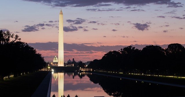 免费下载华盛顿纪念碑早晨日出免费图片，使用 GIMP 免费在线图像编辑器进行编辑