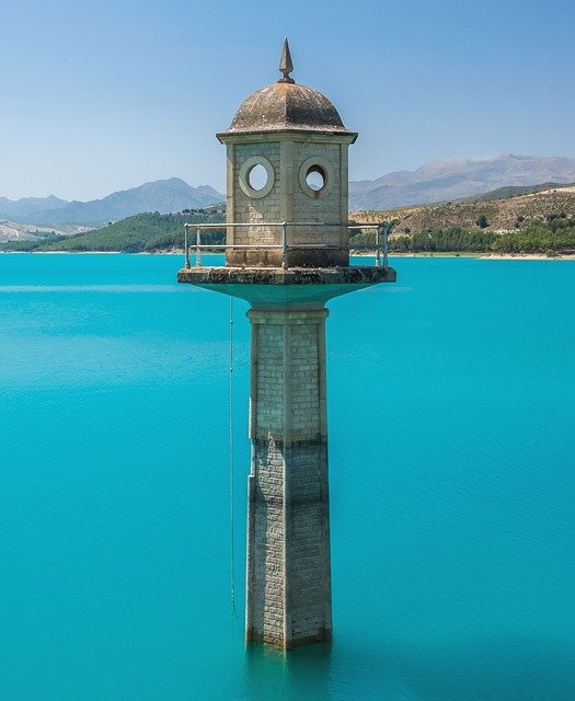 Free download watchtower lake turquoise blue water free picture to be edited with GIMP free online image editor