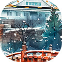 watercolor landscape from japan with traditional  screen for extension Chrome web store in OffiDocs Chromium