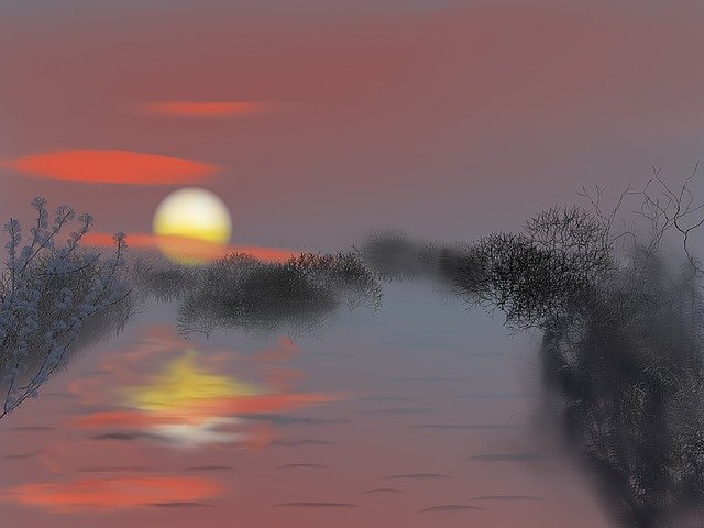 Kostenloser Download Water Evening Mirroring - kostenlose Illustration, die mit dem kostenlosen Online-Bildeditor GIMP bearbeitet werden kann