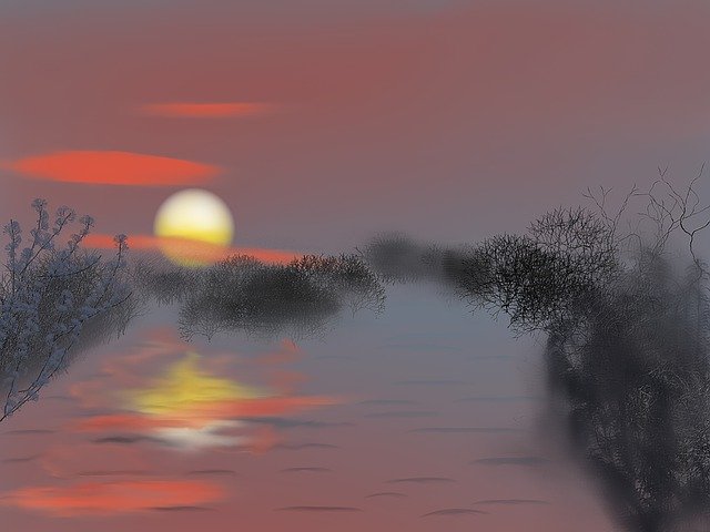 Gratis download Water Evening Mirroring - gratis illustratie om te bewerken met GIMP gratis online afbeeldingseditor