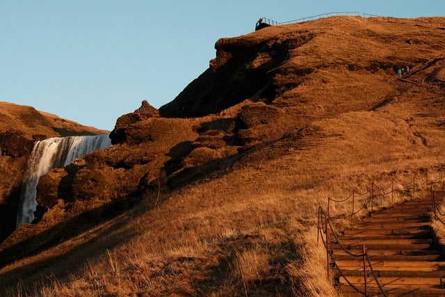 Free download waterfall path staircase iceland free picture to be edited with GIMP free online image editor