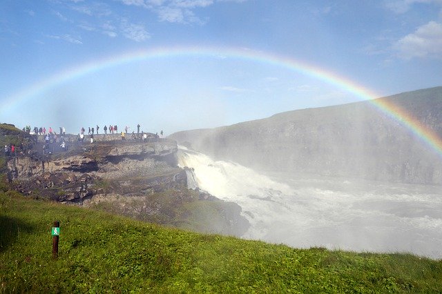 Free picture Waterfall Rainbow Gulfoss -  to be edited by GIMP free image editor by OffiDocs