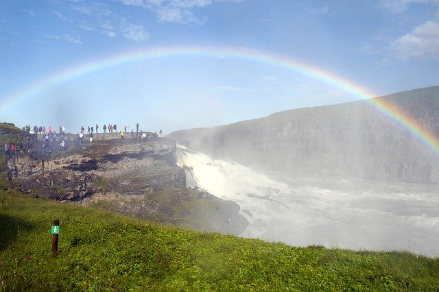 免费下载 Waterfall Rainbow Gulfoss - 可使用 GIMP 在线图像编辑器编辑的免费照片或图片