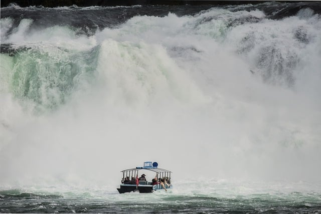 Free download waterfall rhine falls ferry boat free picture to be edited with GIMP free online image editor