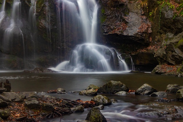 Free download waterfall rocks leaves forest free picture to be edited with GIMP free online image editor