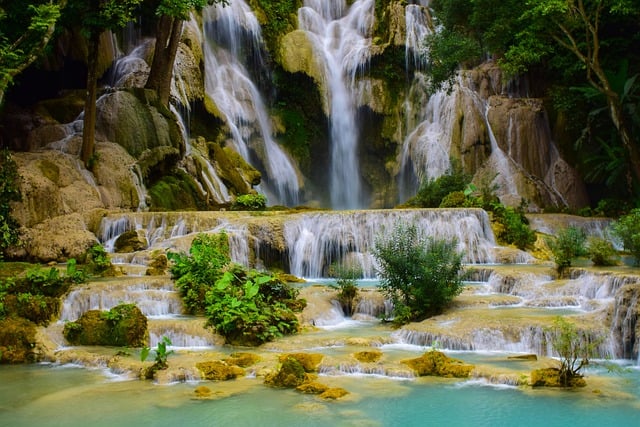 Free download waterfall water rocks luang prabang free picture to be edited with GIMP free online image editor