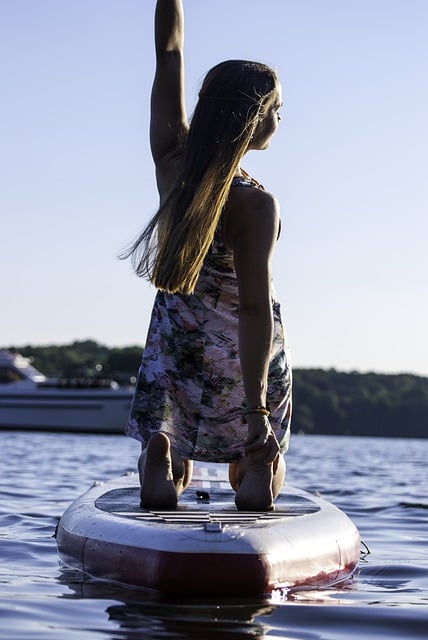 Free download water lake sunset paddleboarding free picture to be edited with GIMP free online image editor