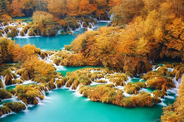 دانلود رایگان عکس پاییزی آبشار رودخانه آب برای ویرایش با ویرایشگر تصویر آنلاین رایگان GIMP