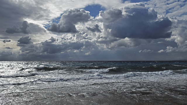Free download waves coast sea sky clouds nature free picture to be edited with GIMP free online image editor