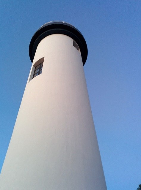 Bezpłatne pobieranie White Blue Lighthouse - bezpłatne zdjęcie lub obraz do edycji za pomocą internetowego edytora obrazów GIMP