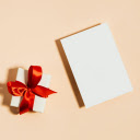 White card and red bow gift box  screen for extension Chrome web store in OffiDocs Chromium