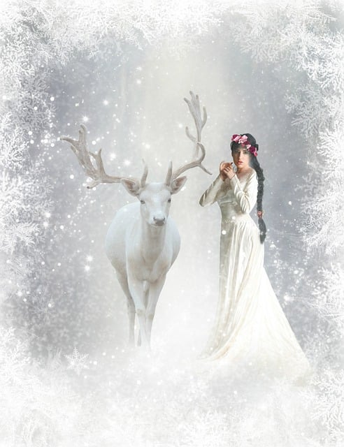 Free download white deer ice fairy dream snow free picture to be edited with GIMP free online image editor