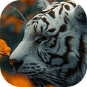 white tiger half machine on yellow flower field  screen for extension Chrome web store in OffiDocs Chromium
