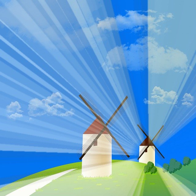 Free download Windmills On Hill Landscape -  free illustration to be edited with GIMP free online image editor