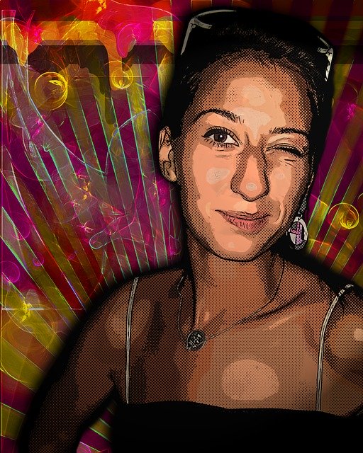 Free download Wink Pop Art Woman -  free illustration to be edited with GIMP free online image editor