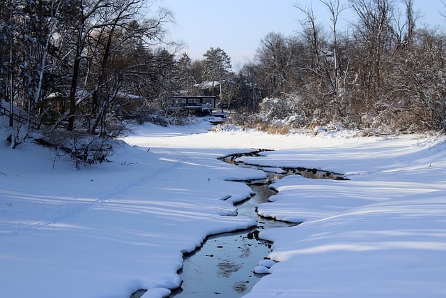 Free download winter creek landscape snow nature free picture to be edited with GIMP free online image editor