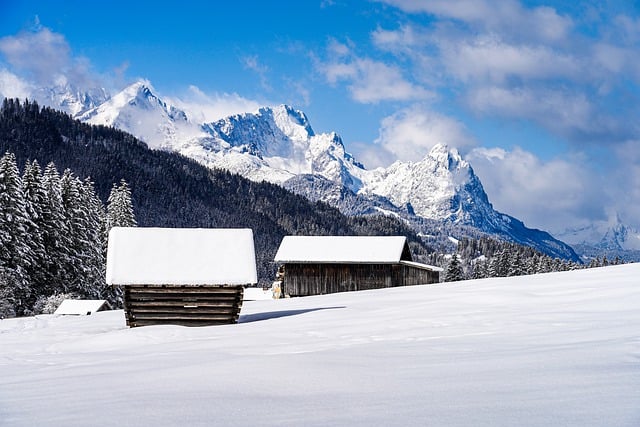 Free download winter mountains hayshed hut free picture to be edited with GIMP free online image editor