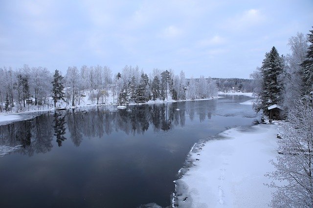 Free download Winter River Snow free photo template to be edited with GIMP online image editor