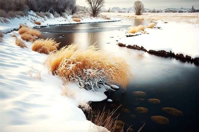 ดาวน์โหลดภาพฟรีภูมิทัศน์ธรรมชาติแม่น้ำหิมะในฤดูหนาวเพื่อแก้ไขด้วยโปรแกรมแก้ไขรูปภาพออนไลน์ GIMP ฟรี