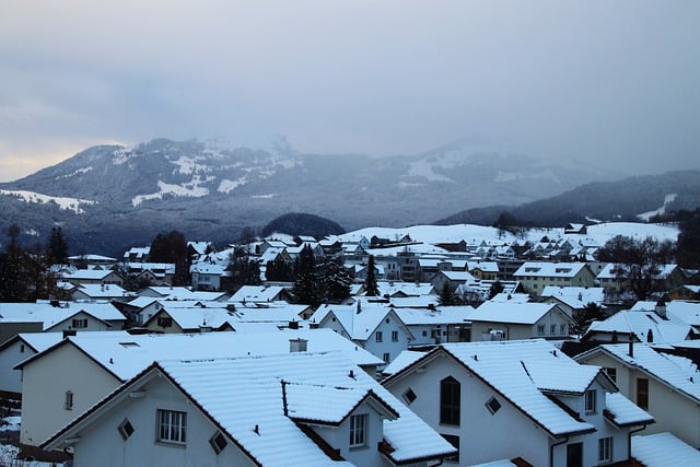 Free graphic winter twilight mountains roofs to be edited by GIMP free image editor by OffiDocs