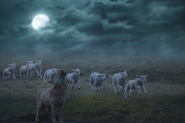 Free download wolf lambs night field animals free picture to be edited with GIMP free online image editor