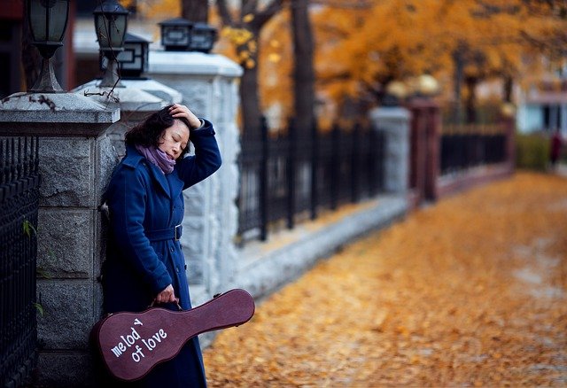 Free download woman autumn street fallen leaves free picture to be edited with GIMP free online image editor