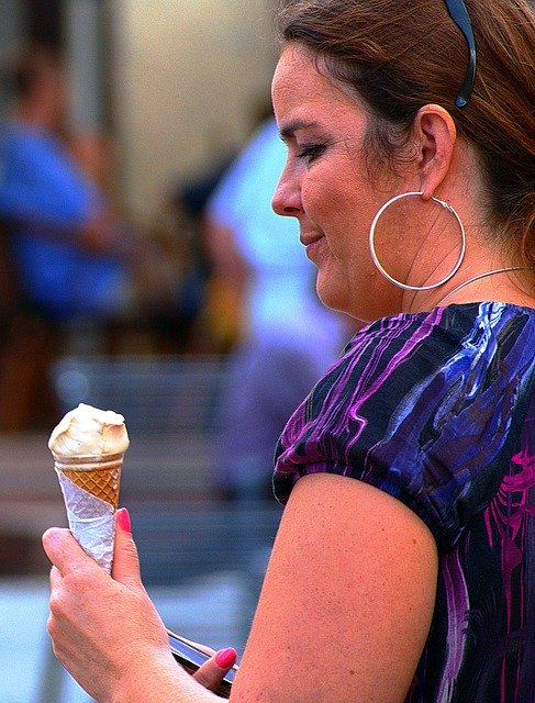 Free download Woman Eating Ice Cream -  free photo or picture to be edited with GIMP online image editor