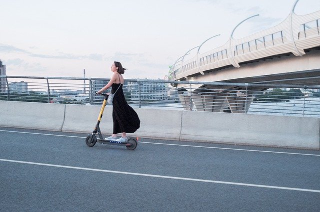 Free download woman electric scooter street free picture to be edited with GIMP free online image editor