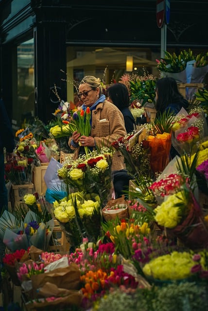 Free download woman flowers selling multicoloured free picture to be edited with GIMP free online image editor